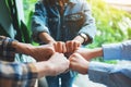 Group of business team work join their hands together Royalty Free Stock Photo
