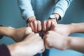 Group of business team work join their hands together Royalty Free Stock Photo