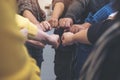 Group of business team work join their hands together with power and successful Royalty Free Stock Photo