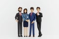 Group of business teams standing together with confident face, ready to work, 3D rendering cartoon character