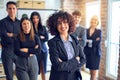 Group of business workers smiling happy and confident