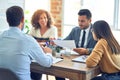 Group of business workers smiling happy working together Royalty Free Stock Photo