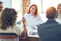 Group of business workers smiling happy working together Royalty Free Stock Photo