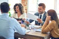 Group of business workers smiling happy working together Royalty Free Stock Photo