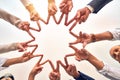 Group of business workers standing doing symbol with fingers together at the office Royalty Free Stock Photo