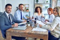 Group of business workers working together smiling happy Royalty Free Stock Photo