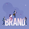 Group of business working for building text Brand-Brand building concept