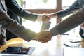 Group of businessman Double handshake