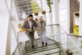 Businessmen and businesswomen walking and taking stairs in an of Royalty Free Stock Photo