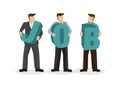 A group of businesspeople holding giant alphabet to form the word job. Concept of recruitment, teamwork or corporate culture.