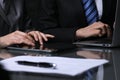 Group of businesspeople or lawyers at meeting. Low key lighting Royalty Free Stock Photo