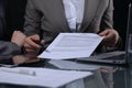 Group of businesspeople or lawyers at meeting. Low key lighting Royalty Free Stock Photo