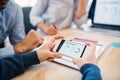 Group of businesspeople with smartphone working together in office, midsection. Royalty Free Stock Photo