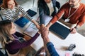 Businesspeople stacking their hands on top of each other Royalty Free Stock Photo