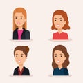 Group businesswomen avatars characters