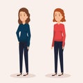 Group businesswomen avatars characters