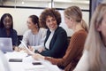 Group Of Businesswomen Collaborating In Creative Meeting Around Table In Modern Office Royalty Free Stock Photo
