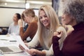 Group Of Businesswomen Collaborating In Creative Meeting Around Table In Modern Office Royalty Free Stock Photo