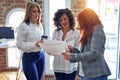 Group of businesswomen smiling happy working together Royalty Free Stock Photo