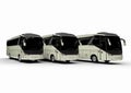 A group of busses representing a fleet