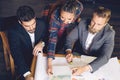 Group of busy business people working in office, top view Royalty Free Stock Photo