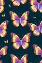 A group of butterflies on a black background - Ai Generated