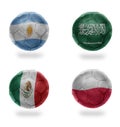 Group C. realistic football balls with national flags of argentina, saudi arabia, mexico,poland , ,soccer teams