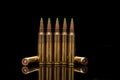 A group of 5.56 calibar, green tip bullets