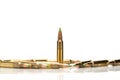 A group of 5.56 calibar, green tip bullets