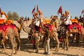 Group of the camel riders in indian uniforms