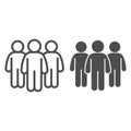 Group of candidates line and solid icon. Human resources selection outline style pictogram on white background. Team of Royalty Free Stock Photo