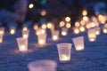 A group of candles burning in street. Day of Remembrance for the Bereaved