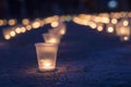 A group of candles burning in street. Day of Remembrance for the Bereaved