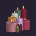 Group of candles created with the 3d effect Royalty Free Stock Photo