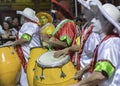 Group of Candombe Drummers at Carnival Parade of Uruguay Royalty Free Stock Photo