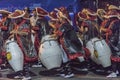 Group of Candombe Drummers at Carnival Parade of Uruguay Royalty Free Stock Photo