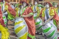 Group of Candombe Drummers at Carnival Parade of Uruguay Royalty Free Stock Photo