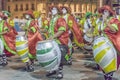 Group of Candombe Drummers at Carnival Parade of Uruguay Royalty Free Stock Photo