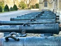 Group of cannons in the entrance courtyard of les invalides in Paris