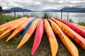 Group of canoes on a beach Royalty Free Stock Photo