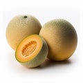 A Group of Cantaloupe Fruits,  on White Background - Generative AI Royalty Free Stock Photo