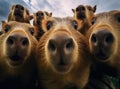 A group of capybaras
