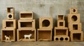 A group of cardboard boxes with cat and dog cut outs, AI