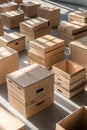 A group of cardboard boxes open in the sunlight, ready for packing Royalty Free Stock Photo
