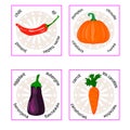 Group of cards with vegetables