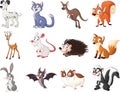 Group of cartoon animals. Vector illustration of funny happy animals. Royalty Free Stock Photo
