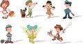 Group of cartoon kids wearing costumes