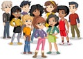 Group of cartoon young children.