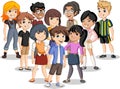 Group of cartoon young children.