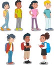 Group of cartoon young kids